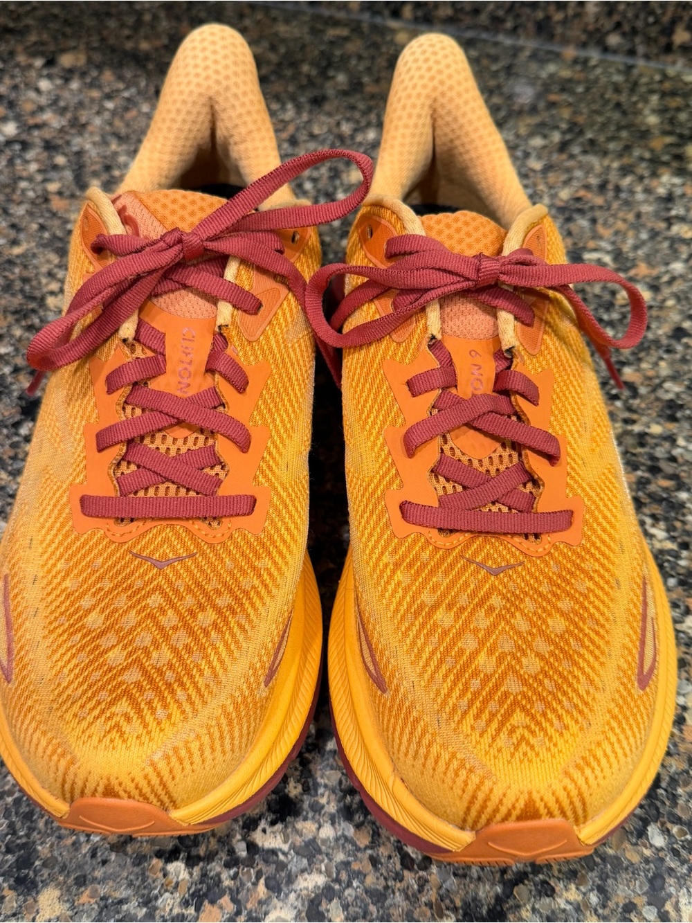 Hoka ladies, Clifton Running Shoes in Yellow & Burgundy size 8 - Picture 10 of 11